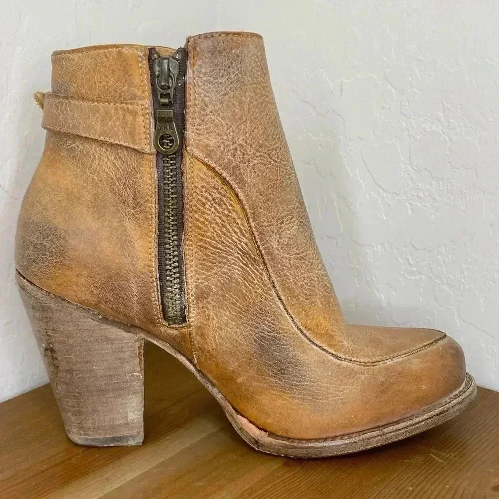 NEW BED STU Isla Tan Rustic Leather Booties Size 6 - Picture 5 of 10